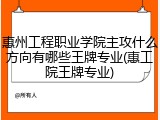 惠州工程职业学院主攻什么方向有哪些王牌专业(惠工院王牌专业)