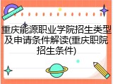 重庆能源职业学院招生类型及申请条件解读(重庆职院招生条件)