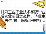 甘肃工业职业技术学院毕业后就业前景怎么样，毕业生去向(甘工院就业去向)