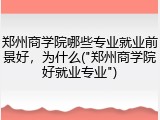郑州商学院哪些专业就业前景好，为什么("郑州商学院好就业专业")