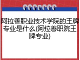 阿拉善职业技术学院的王牌专业是什么(阿拉善职院王牌专业)