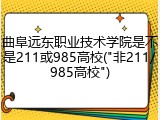 曲阜远东职业技术学院是不是211或985高校("非211/985高校")