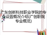 广东创新科技职业学院的专业设置概况介绍(广创职院专业概览)