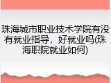 珠海城市职业技术学院有没有就业指导，好就业吗(珠海职院就业如何)