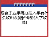 烟台职业学院办理入学有什么攻略没(烟台职院入学攻略)