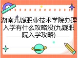 湖南九嶷职业技术学院办理入学有什么攻略没(九嶷职院入学攻略)