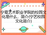 宁夏艺术职业学院的校园文化是什么，简介(宁艺校园文化简介)