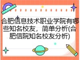 合肥信息技术职业学院有哪些知名校友，简单分析(合肥信院知名校友分析)