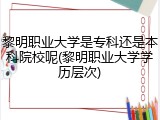 黎明职业大学是专科还是本科院校呢(黎明职业大学学历层次)