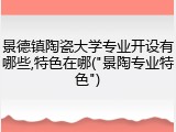景德镇陶瓷大学专业开设有哪些,特色在哪("景陶专业特色")