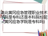 湖北黄冈应急管理职业技术学院是专科还是本科院校呢(黄冈应急学院是专科吗)