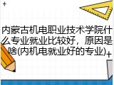 内蒙古机电职业技术学院什么专业就业比较好，原因是啥(内机电就业好的专业)