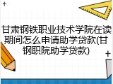 甘肃钢铁职业技术学院在读期间怎么申请助学贷款(甘钢职院助学贷款)