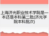上海济光职业技术学院是一本还是本科第二批(济光学院本科批次)