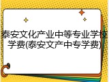 泰安文化产业中等专业学校学费(泰安文产中专学费)