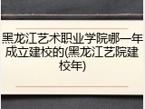 黑龙江艺术职业学院哪一年成立建校的(黑龙江艺院建校年)