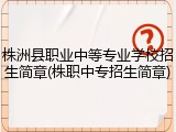株洲县职业中等专业学校招生简章(株职中专招生简章)