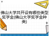 佛山大学共开设有哪些类型奖学金(佛山大学奖学金种类)