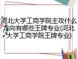 河北大学工商学院主攻什么方向有哪些王牌专业(河北大学工商学院王牌专业)