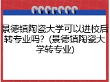 景德镇陶瓷大学可以进校后转专业吗？(景德镇陶瓷大学转专业)