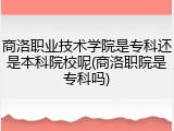 商洛职业技术学院是专科还是本科院校呢(商洛职院是专科吗)