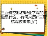 三亚航空旅游职业学院的校徽是什么，有何来历("三亚航院校徽来历")