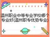 温州职业中等专业学校哪个专业好(温州职专优势专业)