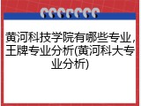 黄河科技学院有哪些专业，王牌专业分析(黄河科大专业分析)