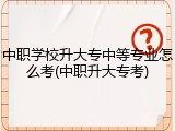 中职学校升大专中等专业怎么考(中职升大专考)