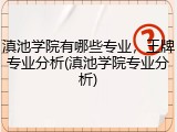 滇池学院有哪些专业，王牌专业分析(滇池学院专业分析)