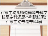 石家庄幼儿师范高等专科学校是专科还是本科院校呢(石家庄幼专是专科吗)