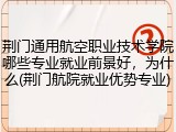 荆门通用航空职业技术学院哪些专业就业前景好，为什么(荆门航院就业优势专业)
