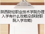陕西财经职业技术学院办理入学有什么攻略没(陕财职院入学攻略)