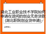 湖北工业职业技术学院如何申请在读间的创业无息贷款(湖北职院创业贷申请)
