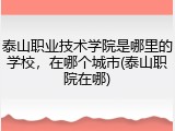 泰山职业技术学院是哪里的学校，在哪个城市(泰山职院在哪)