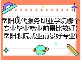 岳阳现代服务职业学院哪个专业毕业就业前景比较好(岳阳职院就业前景好专业)
