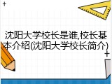 沈阳大学校长是谁,校长基本介绍(沈阳大学校长简介)