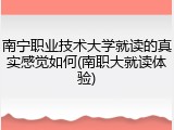 南宁职业技术大学就读的真实感觉如何(南职大就读体验)