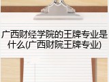广西财经学院的王牌专业是什么(广西财院王牌专业)
