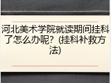 河北美术学院就读期间挂科了怎么办呢？(挂科补救方法)