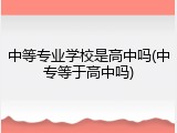 中等专业学校是高中吗(中专等于高中吗)