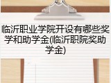 临沂职业学院开设有哪些奖学和助学金(临沂职院奖助学金)