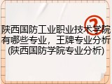 陕西国防工业职业技术学院有哪些专业，王牌专业分析(陕西国防学院专业分析)