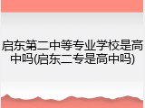 启东第二中等专业学校是高中吗(启东二专是高中吗)
