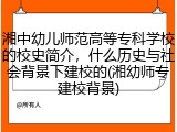 湘中幼儿师范高等专科学校的校史简介，什么历史与社会背景下建校的(湘幼师专建校背景)