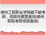 德州工程职业学院能不能考研，成绩在哪里查询(德州职院考研成绩查询)