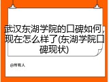 武汉东湖学院的口碑如何，现在怎么样了(东湖学院口碑现状)