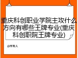 重庆科创职业学院主攻什么方向有哪些王牌专业(重庆科创职院王牌专业)