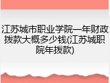 江苏城市职业学院一年财政拨款大概多少钱(江苏城职院年拨款)