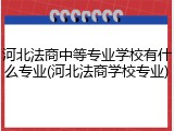河北法商中等专业学校有什么专业(河北法商学校专业)
